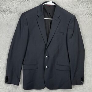 Express Mens Performance Sport Coat Blazer 36S Black Slim Fit Stretch Wool Blend